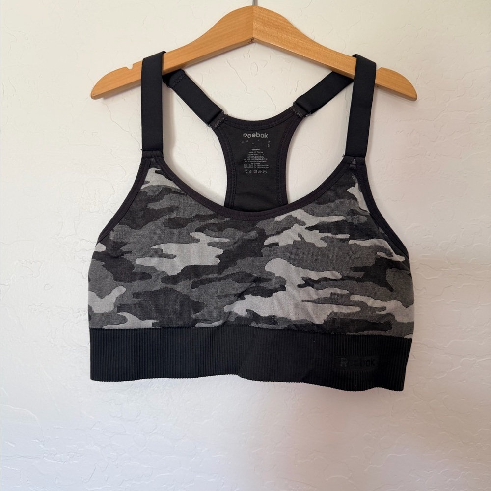 Reebok Camouflage Sports Bra - Black & Gray